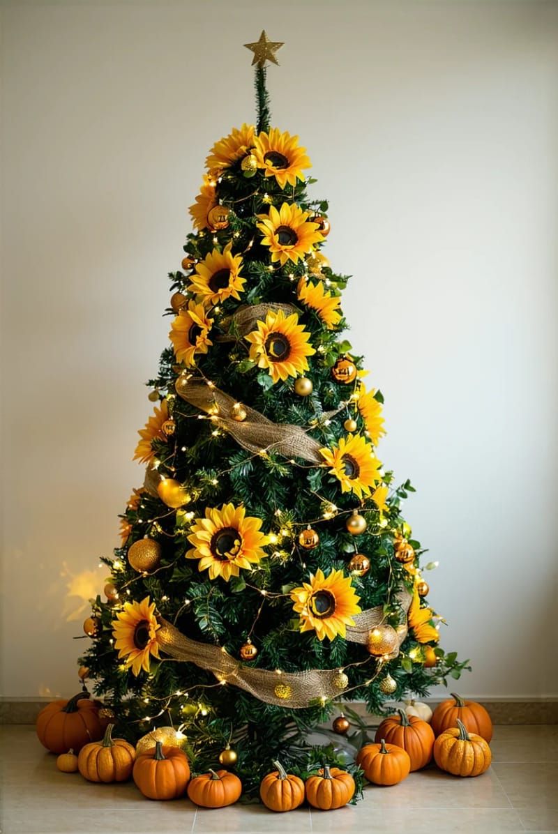 1. Sunflower and Pumpkin Garland Tree - photo 2