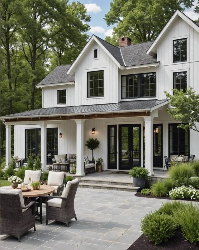 Farmhouse Patio with Clean, Simple Lines