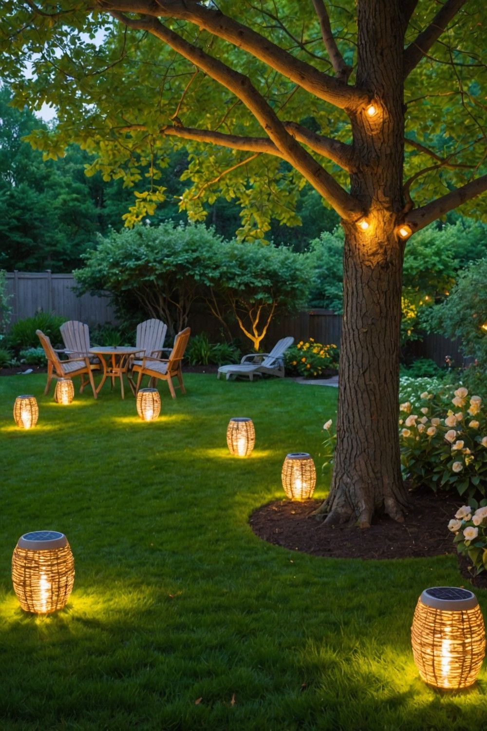 7) Light Trees with Solar-Powered Fixtures