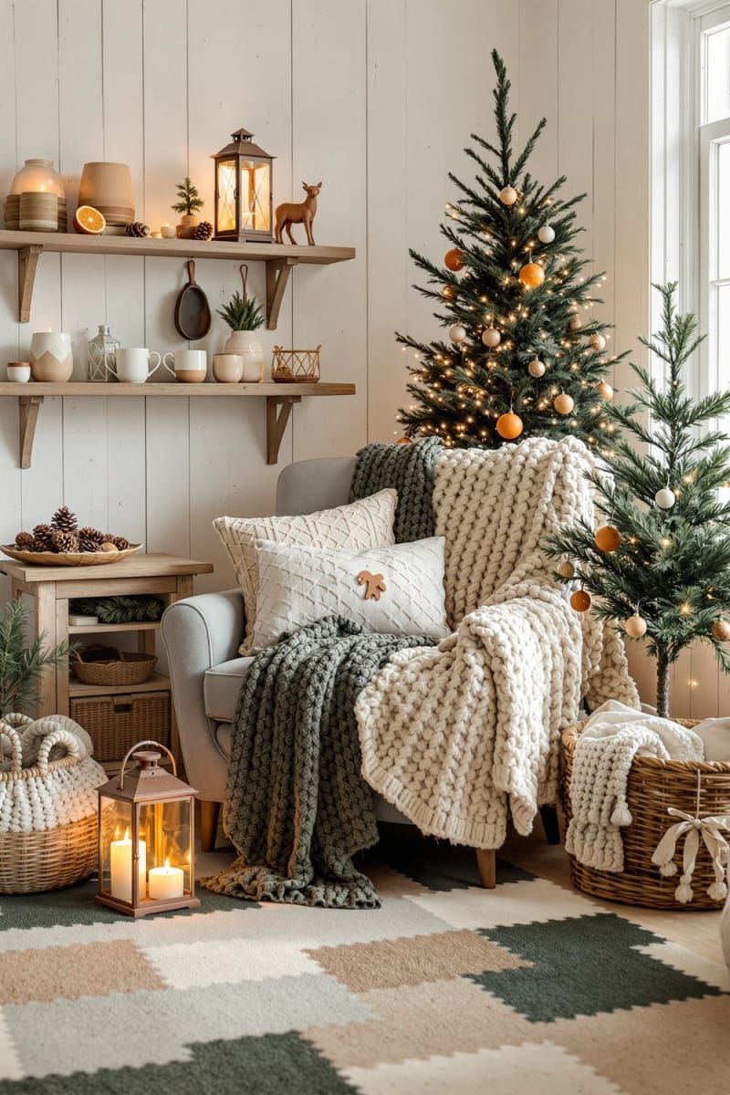 6. Cottagecore Nook With Blankets and Forest Décor