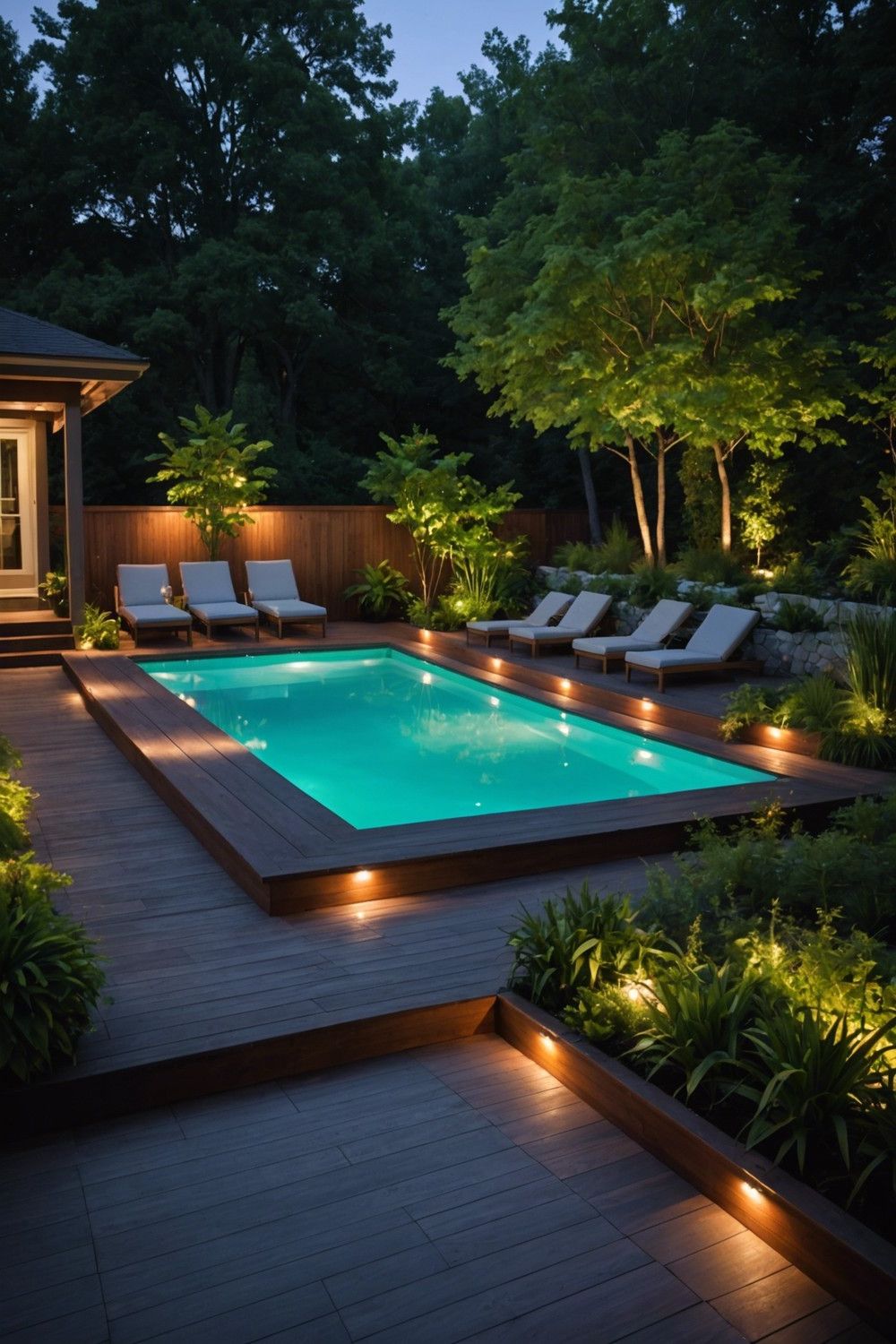 Decks Bordered with Built-In Lighting