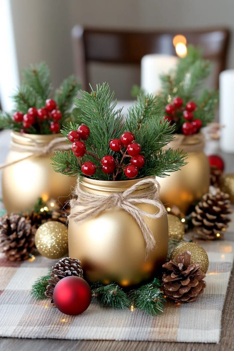 8. Gold Mason Jars Wrapped in Twine