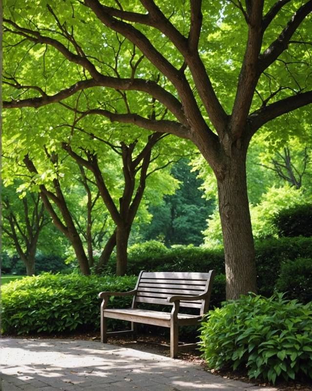 Bench Shaded by a Canopy of Trees