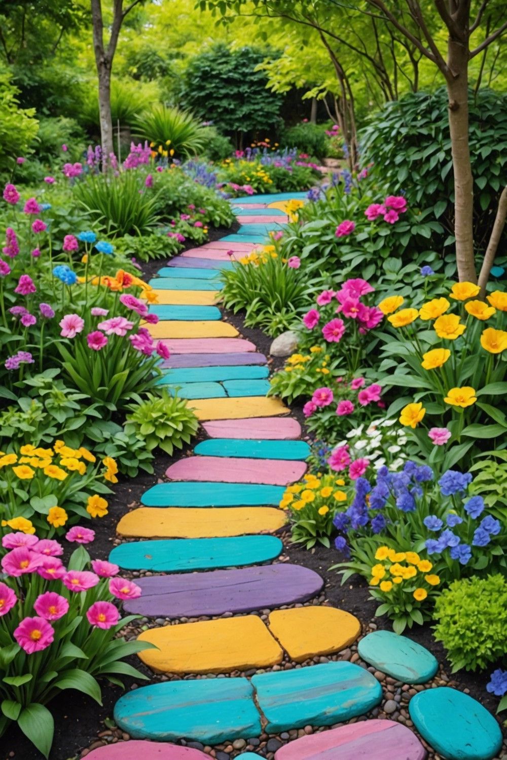 Painted Pathway Rocks with Patterns