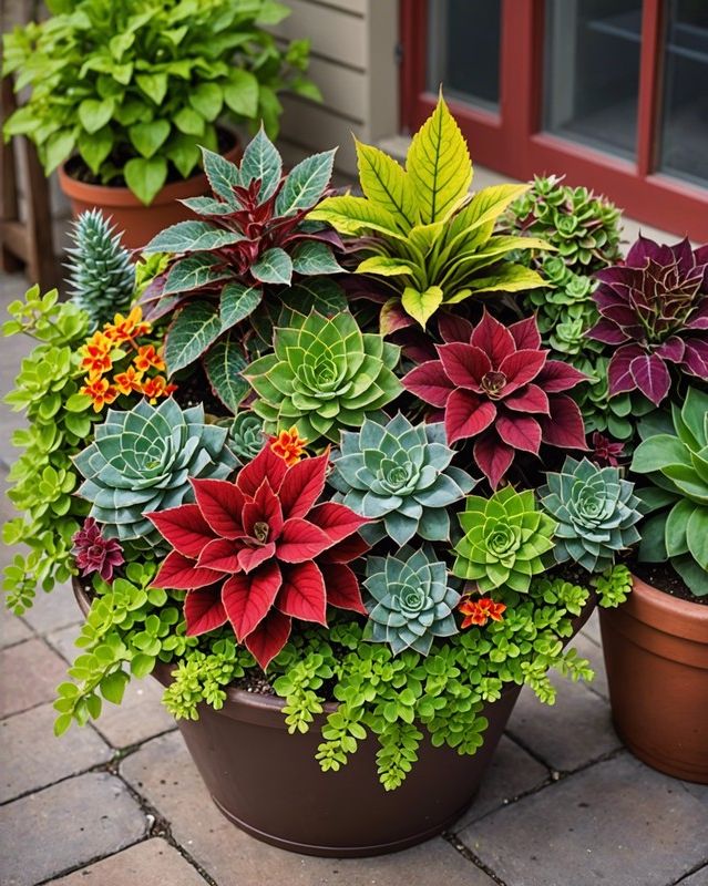 Rockstar Coleus Container With Succulents and Cacti