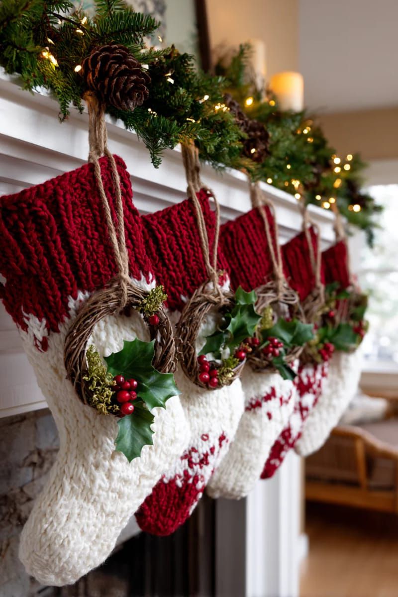 17. Tiny Twine Wreaths on the Stocking Loop - photo 2