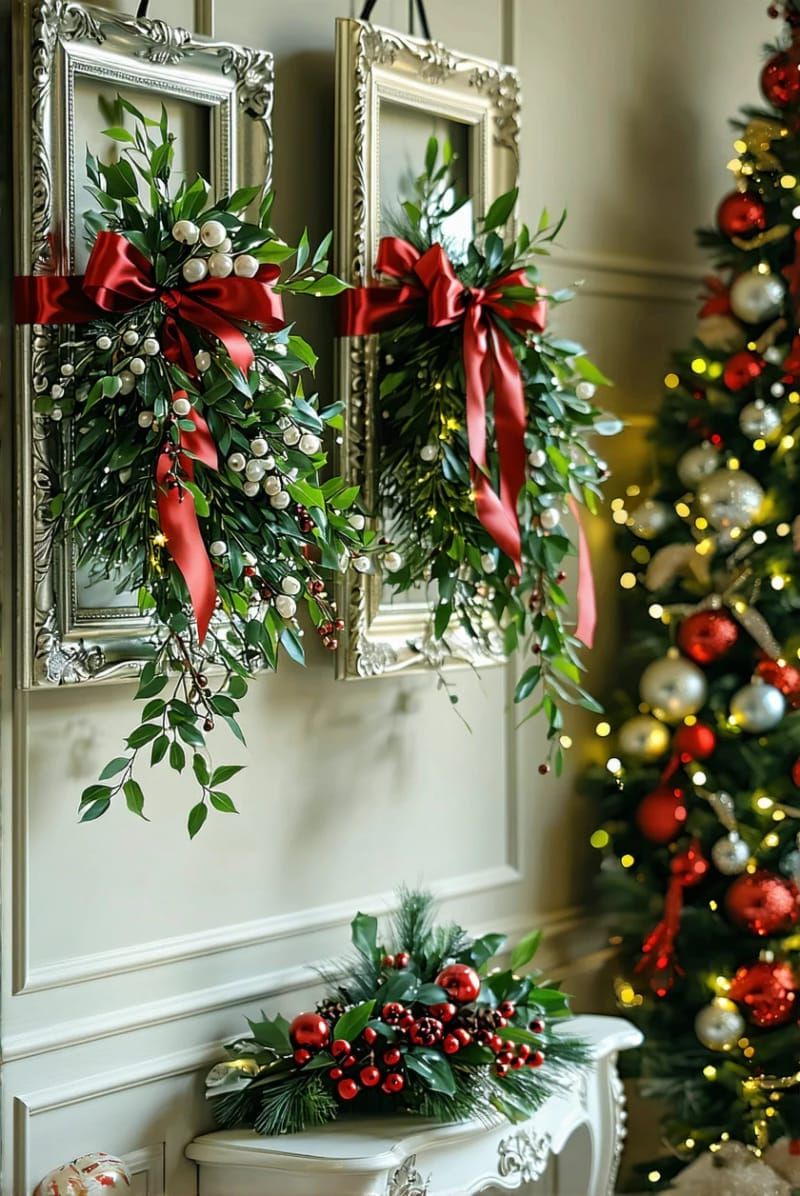 23. Silver-framed mistletoe bouquets for hanging displays - photo 3