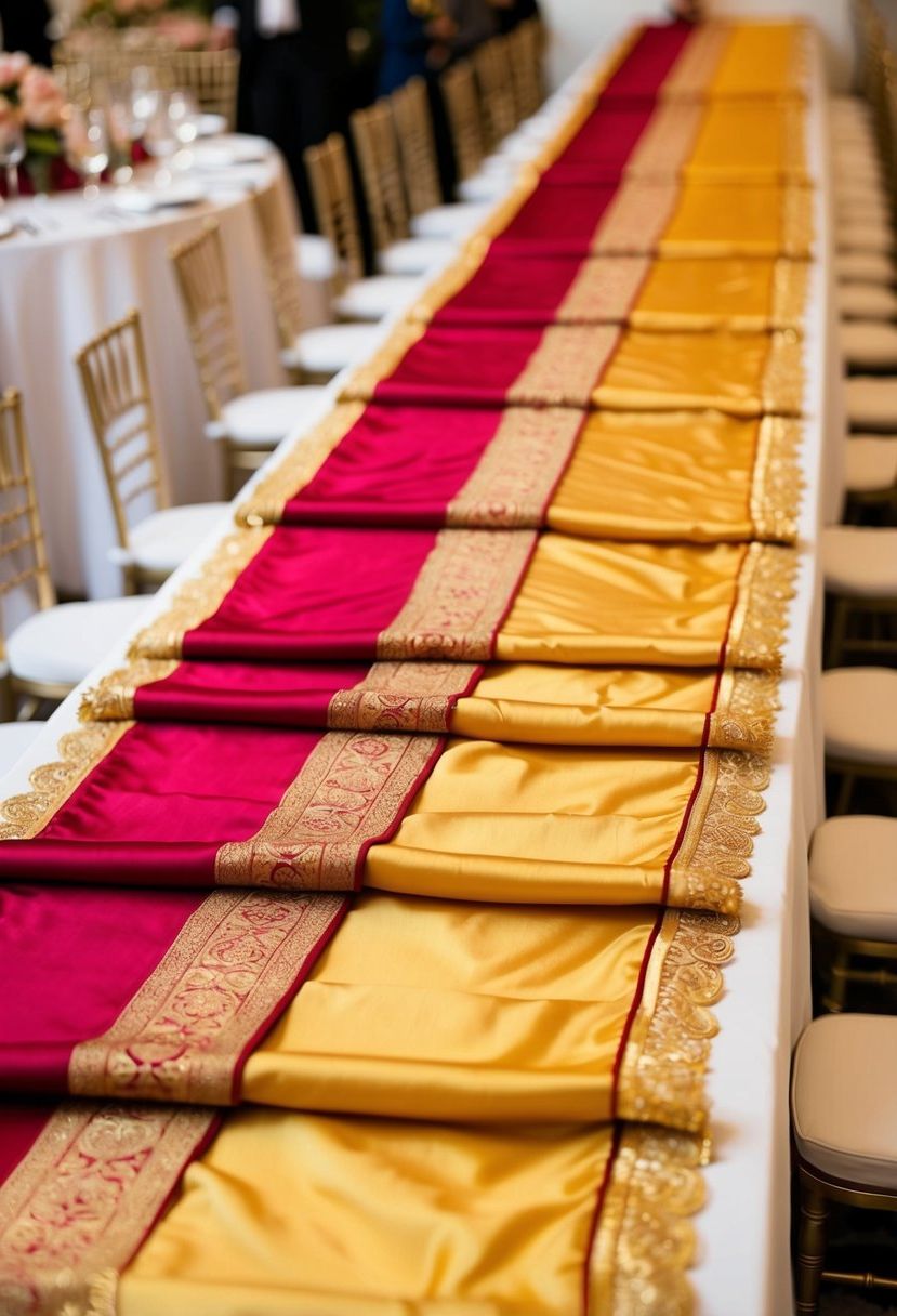9) Gold or Red Silk Table Runners