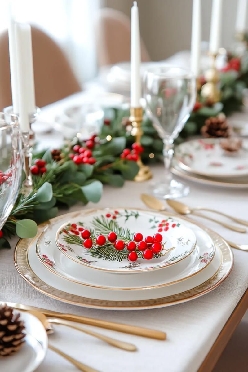 13. Dining table styled with red berries and eucalyptus - photo 2