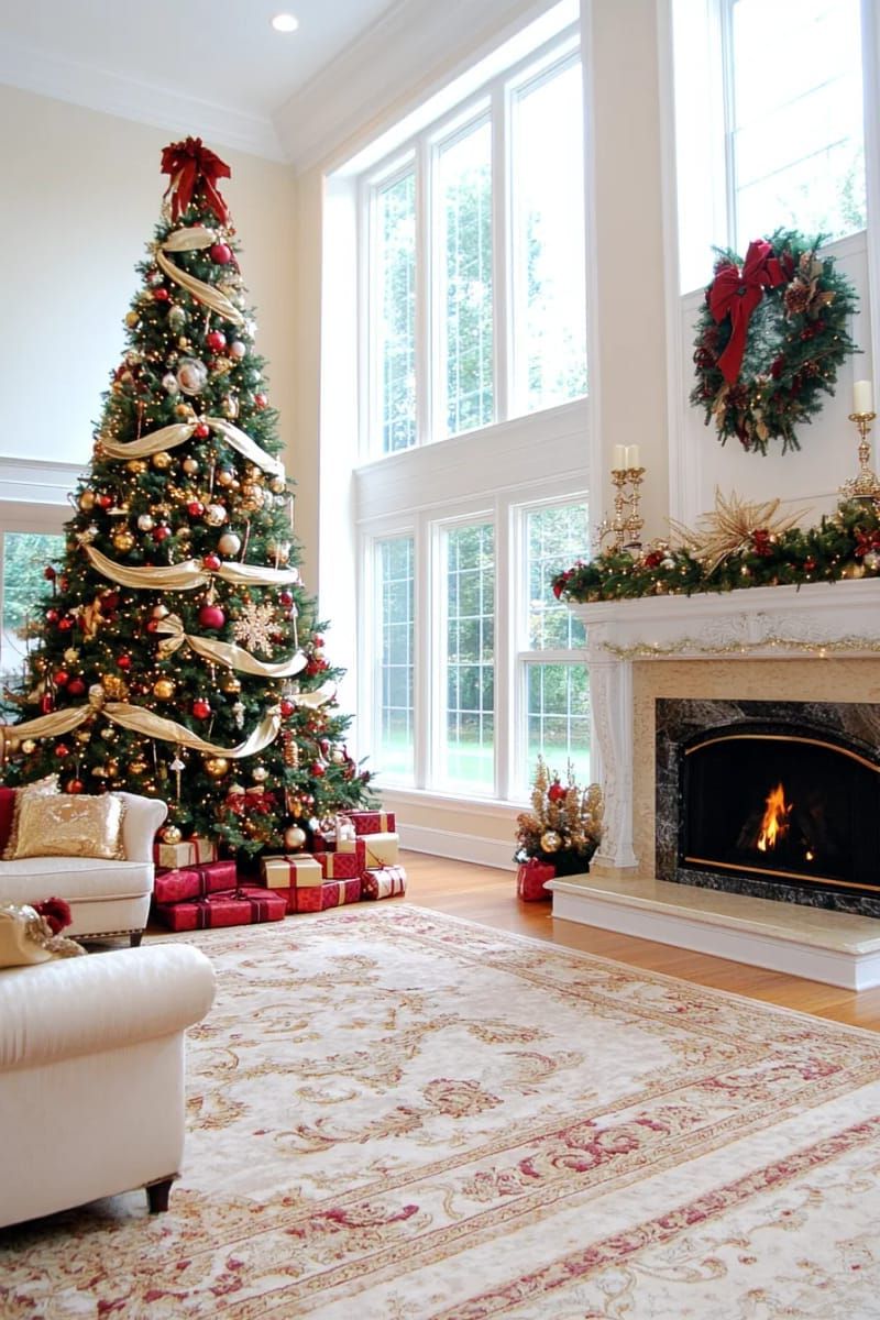 18. Red and gold ornaments on a stately fir tree - photo 3