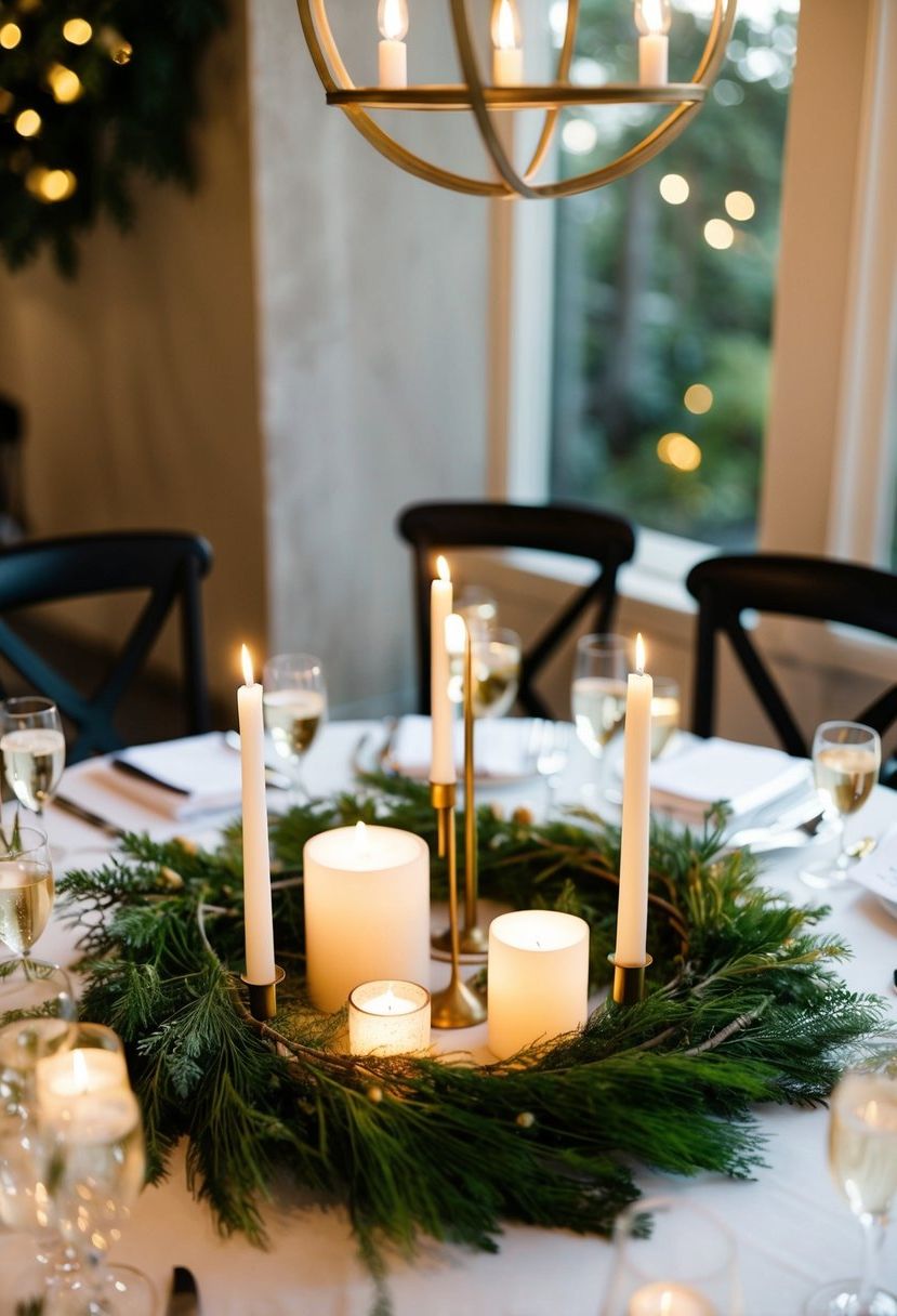 4) Greenery Hoops with Candles