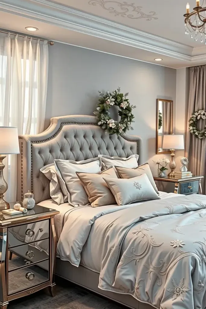 Silver Accents for an Understated Festive Bedroom - photo 2