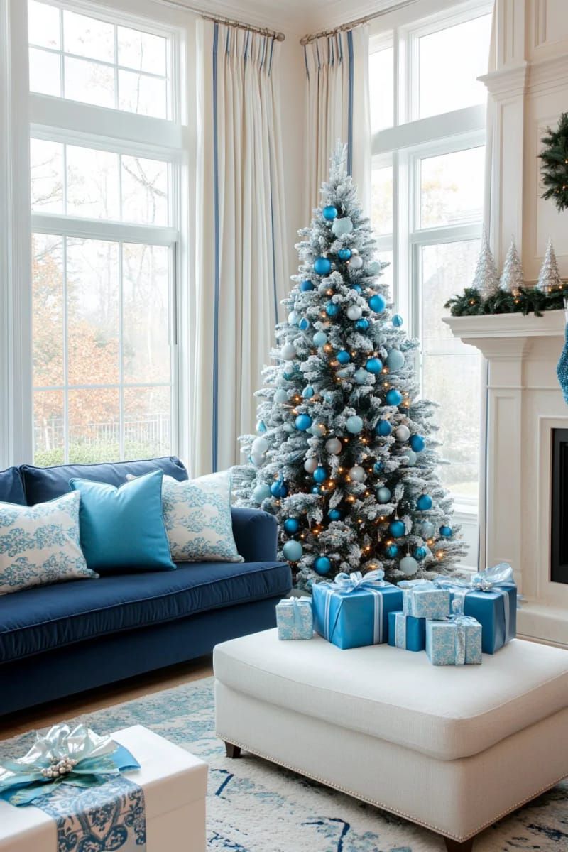 8. Monochrome Blue Tree With Navy and Turquoise