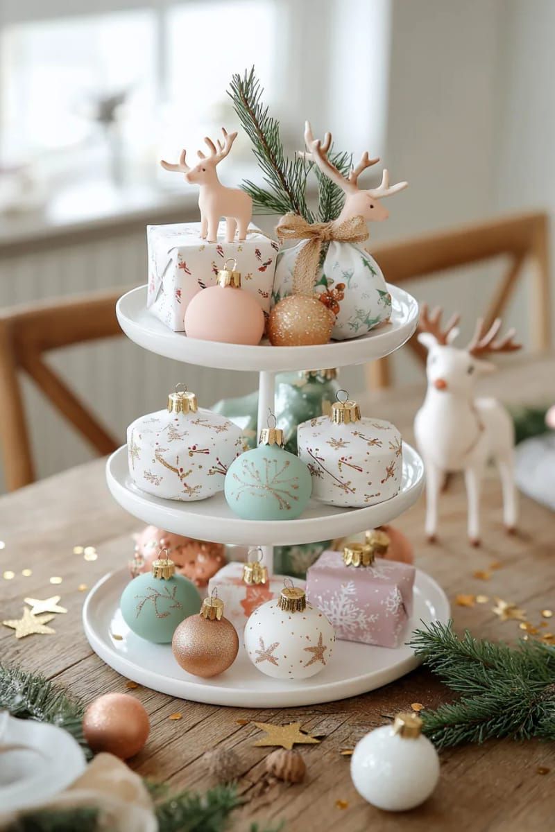 11. Stacked Trays with Retro Ornaments and Reindeer - photo 2