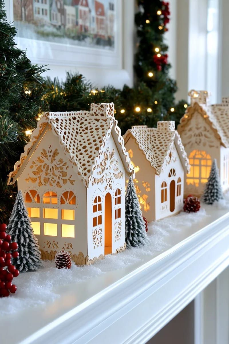16. Paper Gingerbread Village with LED Lighting