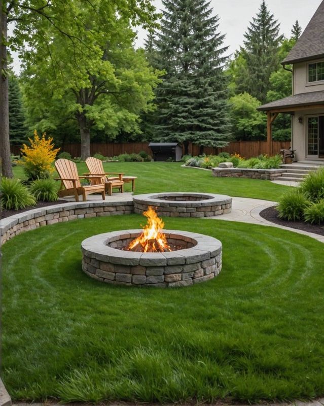 Concrete Fire Pit with Built-In Wood Storage