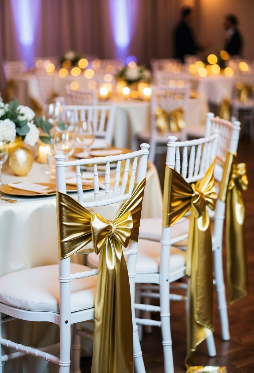 7) Gold metallic chair sashes