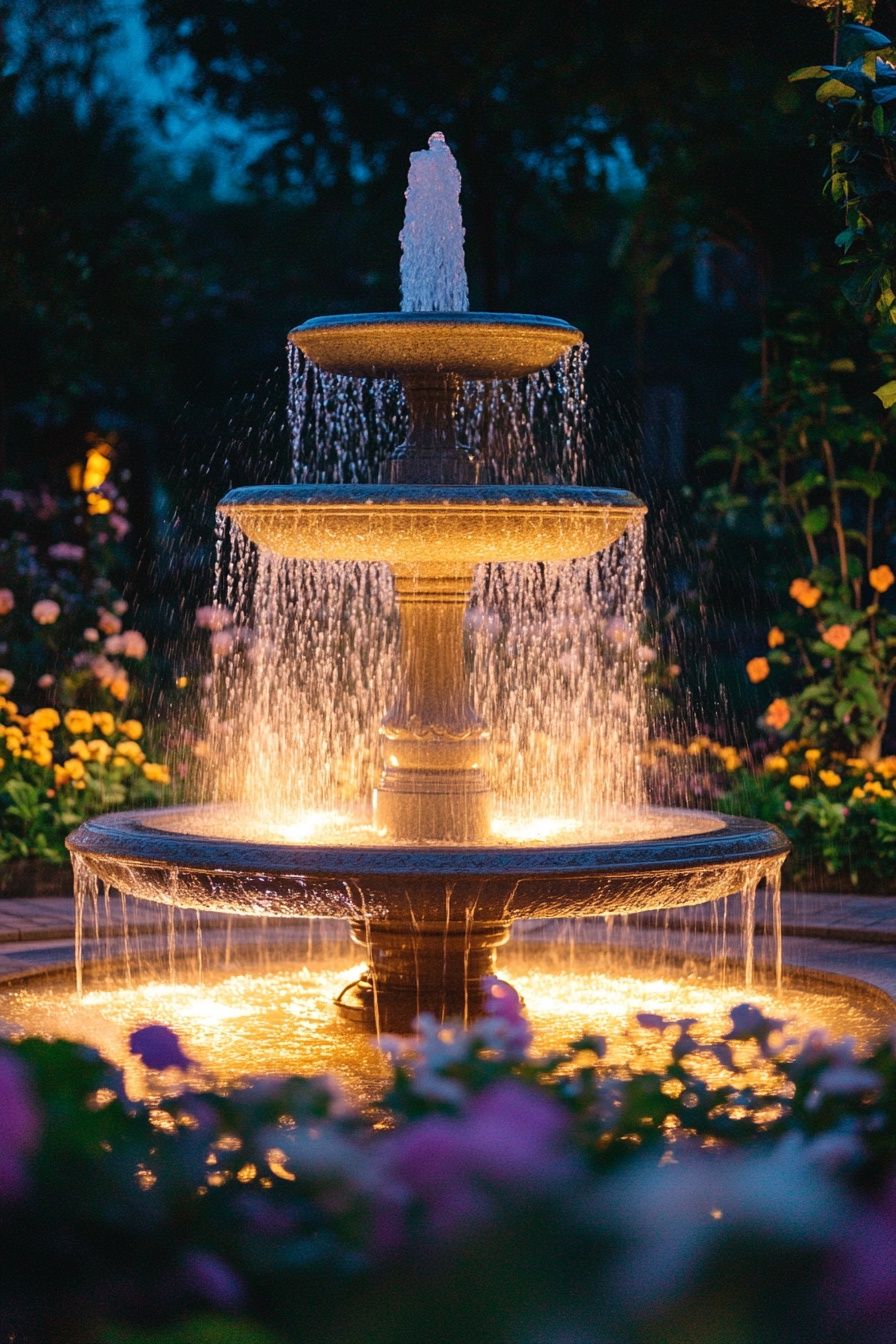 21. Light a Fountain with Underwater Fixtures