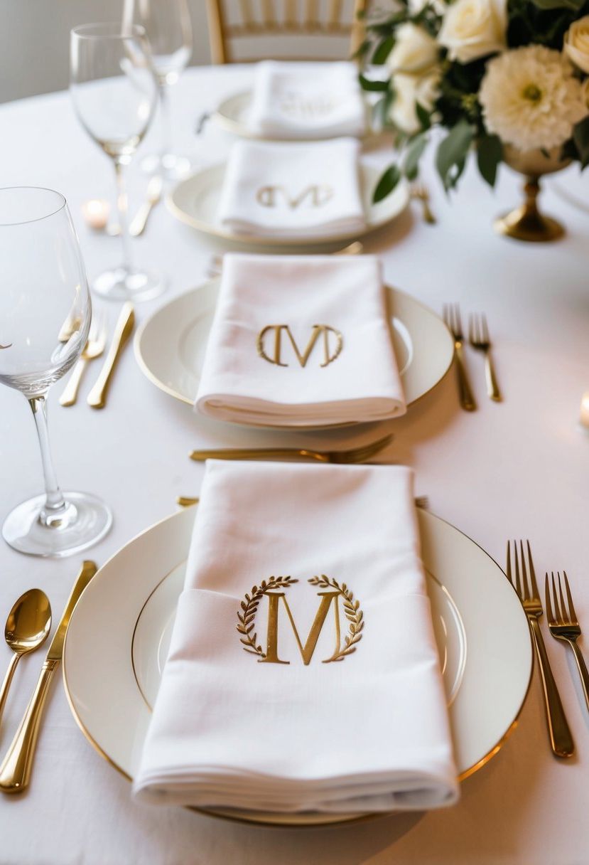 10) Personalized White Napkin Details