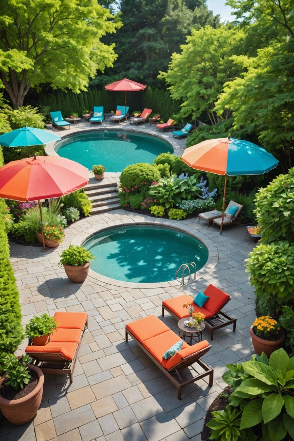 Raised Pools with Paved Sun Decks