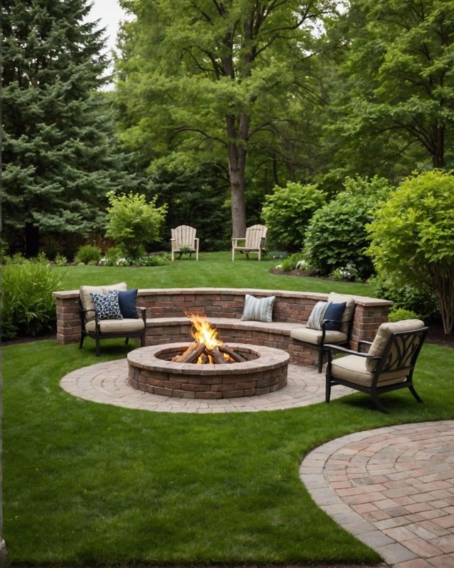 Brick Fire Pit with Split Face Tile Border