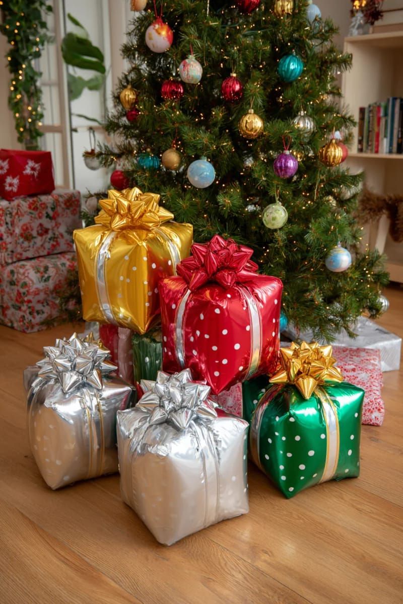 6. Stacked balloon gift boxes under the tree - photo 2