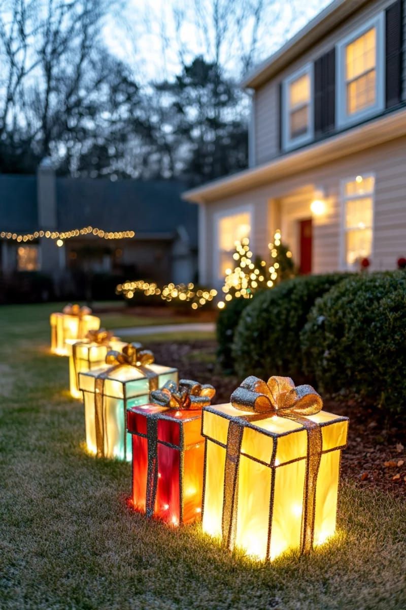 13. Glowing Gift Box Sculptures Across the Yard - photo 3