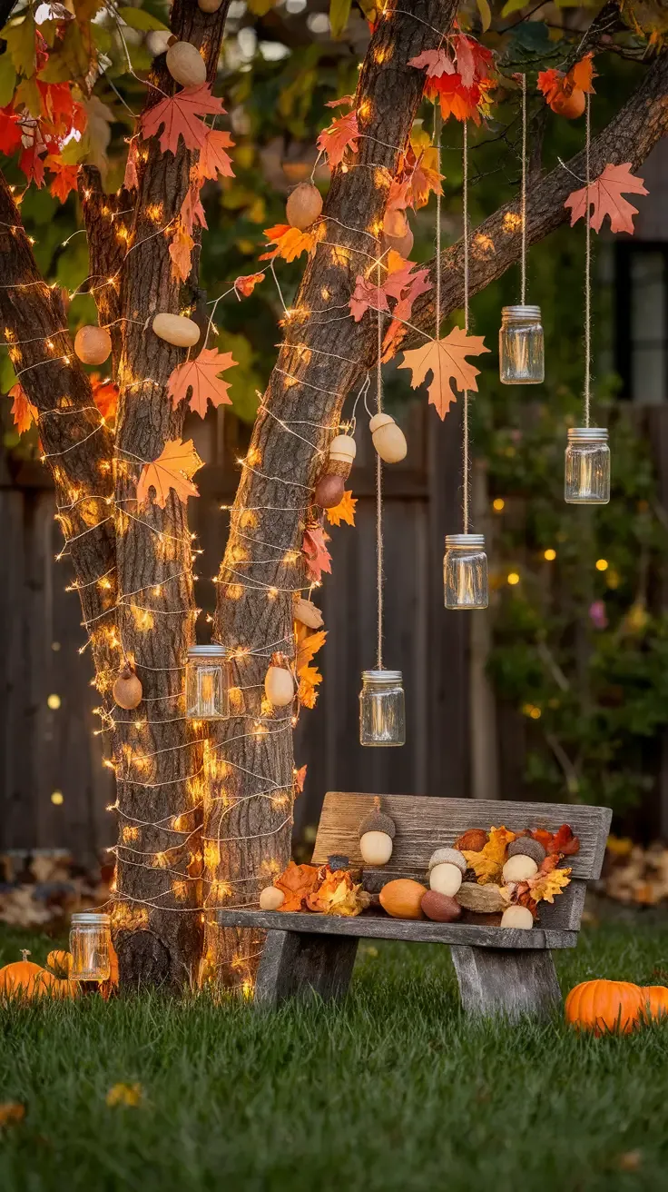 Whimsical Fall Tree Decor for Your Yard