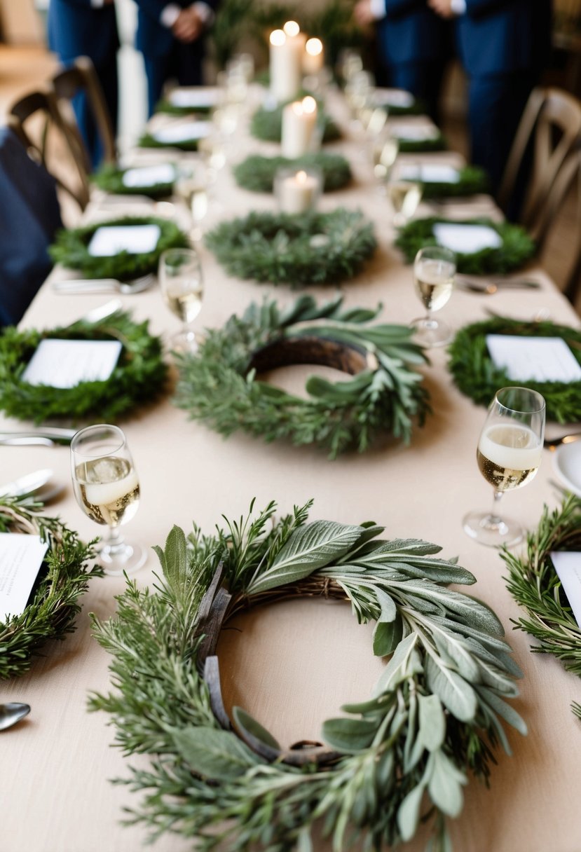 9) Sage Wreaths For Tables