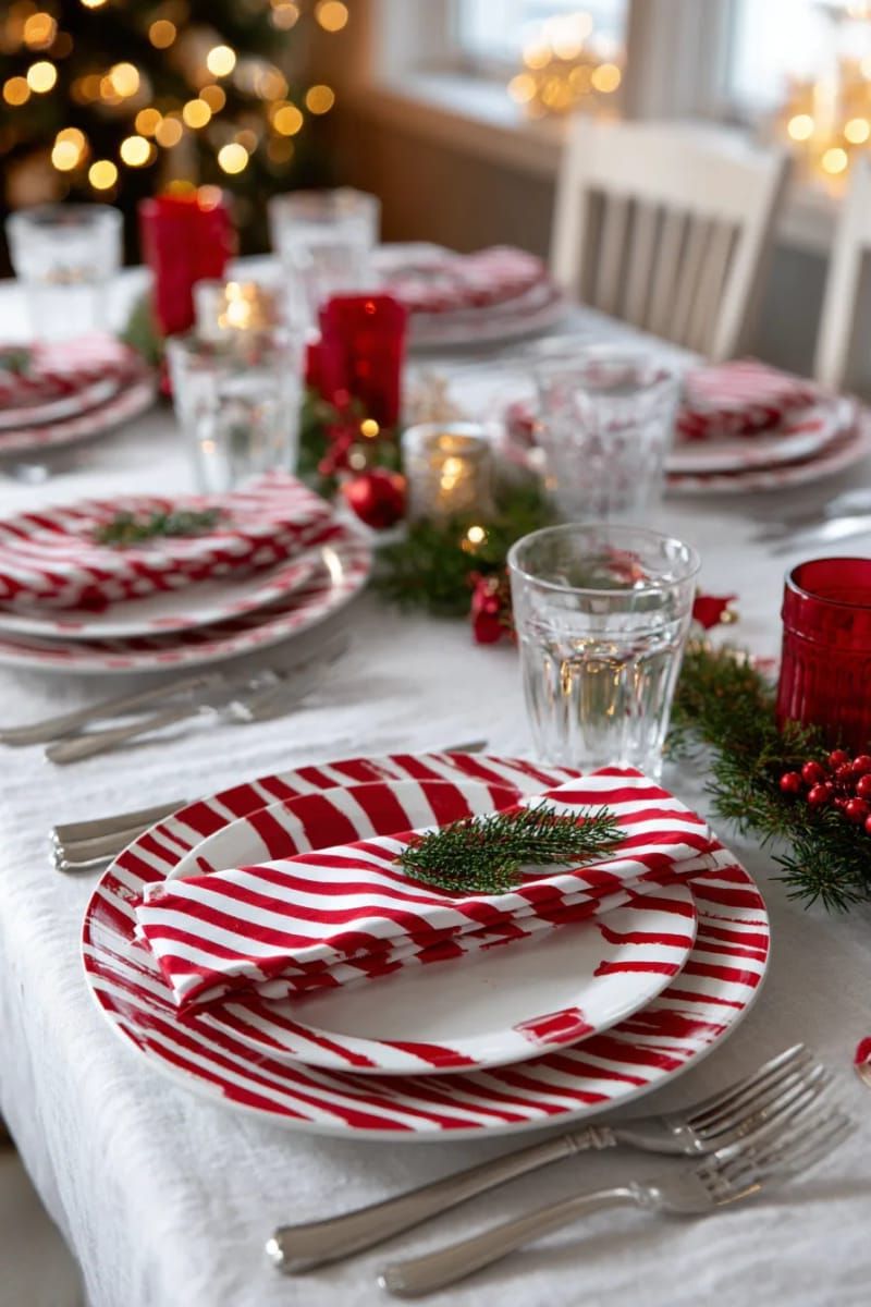 10. Candy Cane Striped Plates and Napkins - photo 3