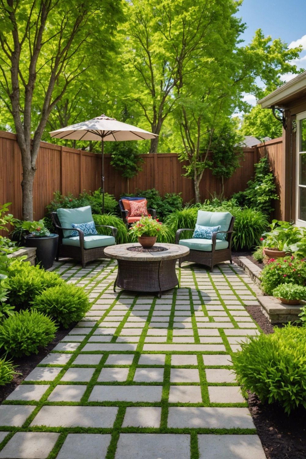 Small Pavers with Grass Joints