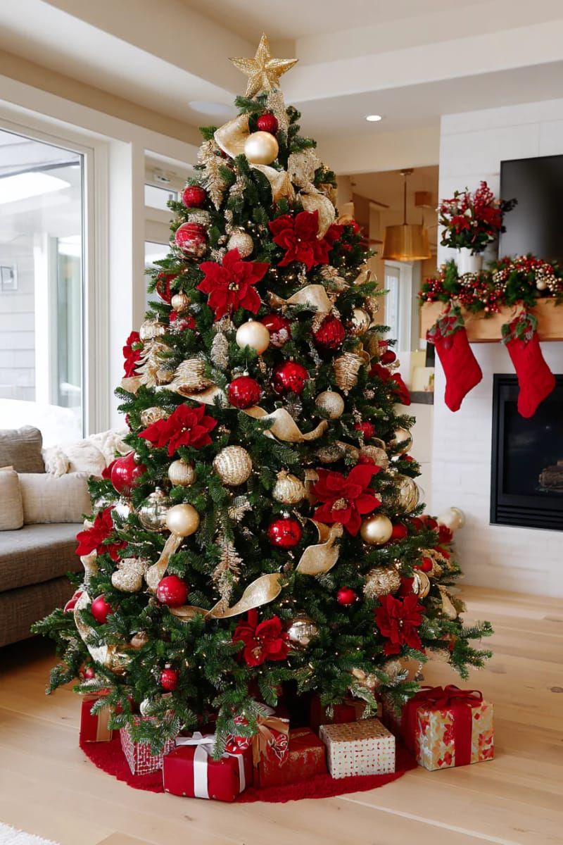9. Classic Red and Gold Tree With Oversized Ornaments - photo 2