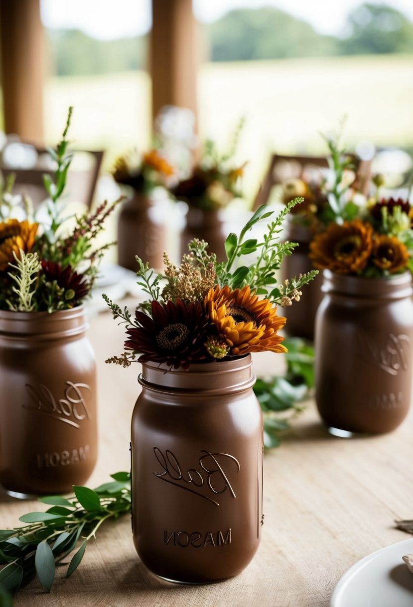 15) Chocolate Mason Jar Centerpieces