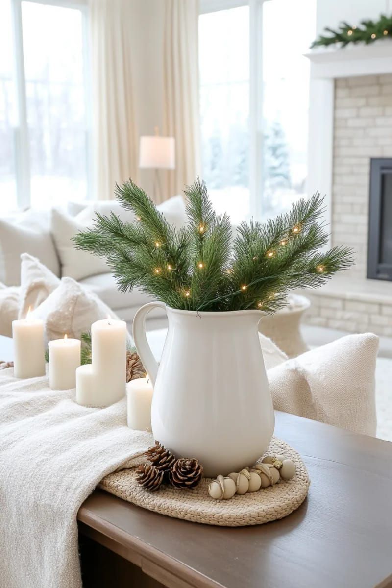 18. Evergreen Sprigs in a Ceramic Jug
