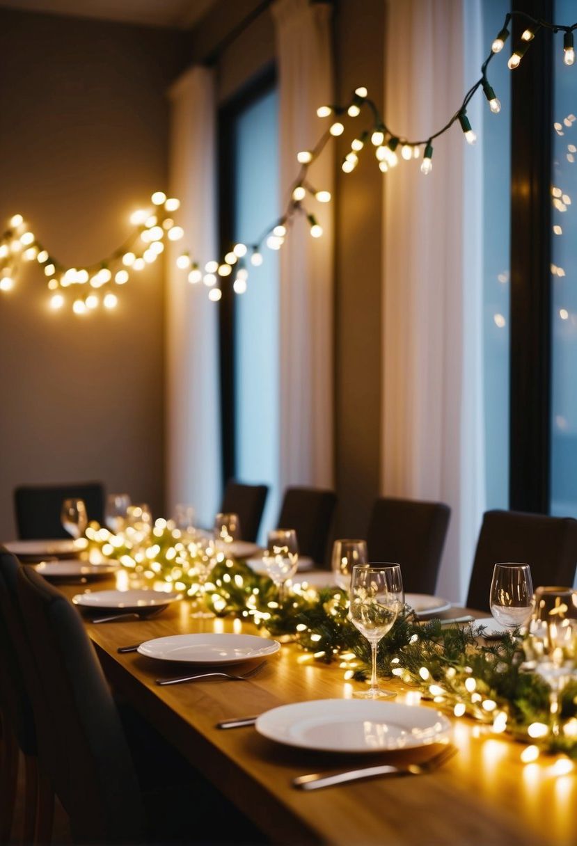 1) Drape Fairy Lights Along the Dining Table