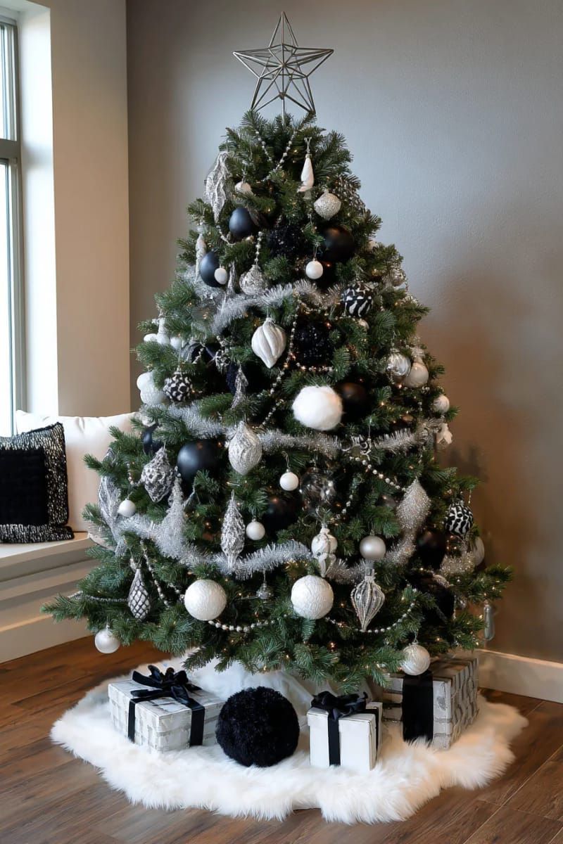 27. Monochrome Tree Styled in Black, White, and Silver