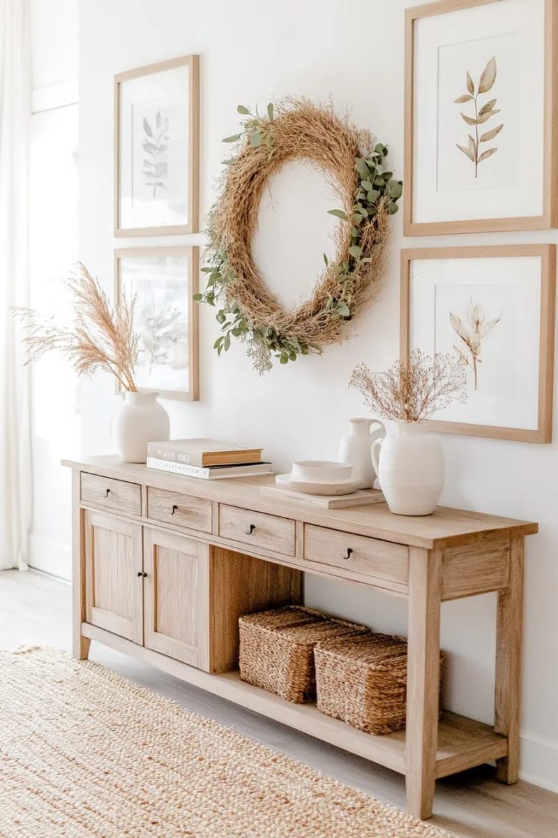 28. Botanical Print Gallery Wall and Wreath