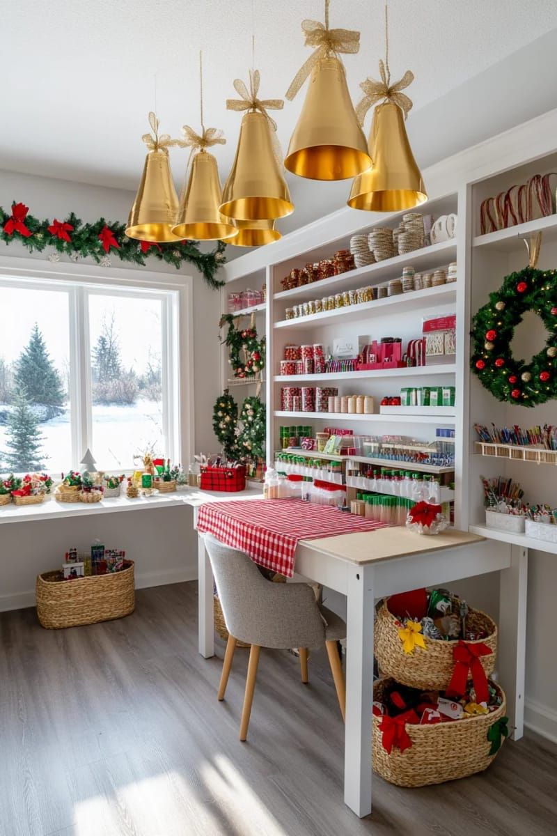 9. Giant Golden Paper Bells Ceiling Decor