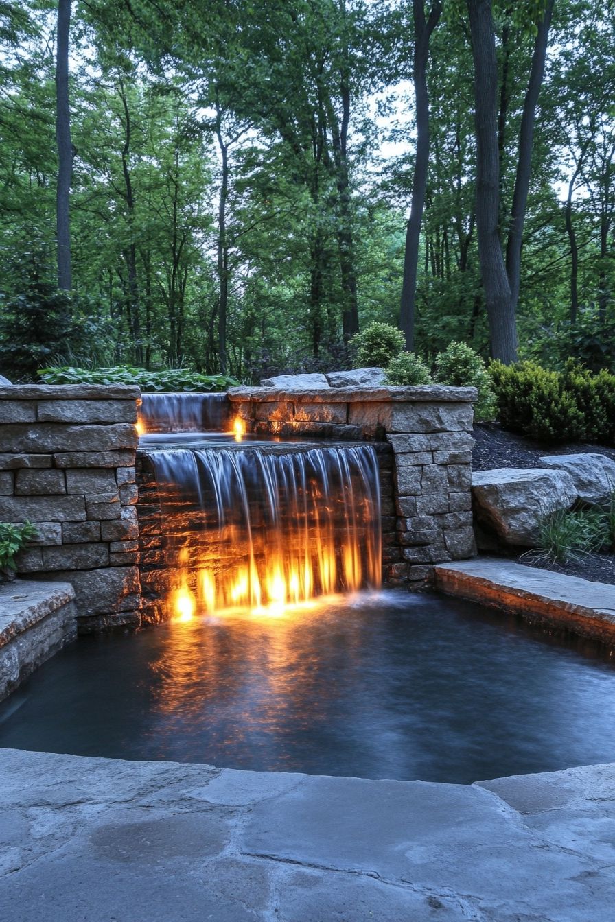 9. Combine a Waterfall With Fire Features