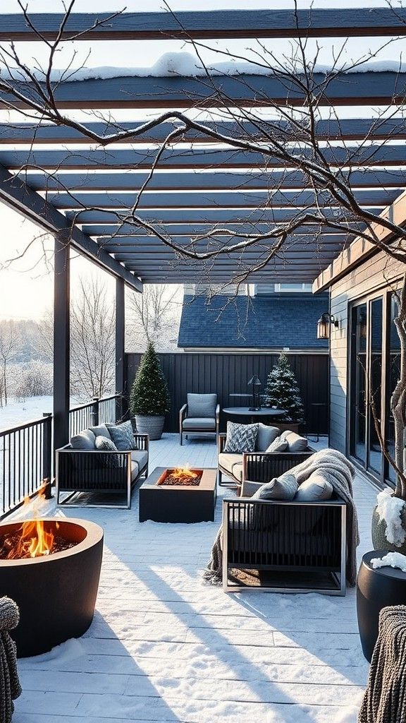 Clean-Line Pergola With Climbing Vines