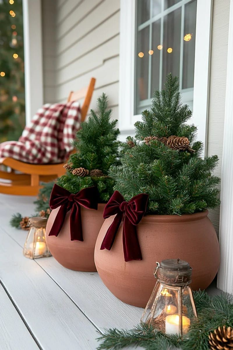 6. Mini Trees in Terracotta Pots With Velvet Bows - photo 2