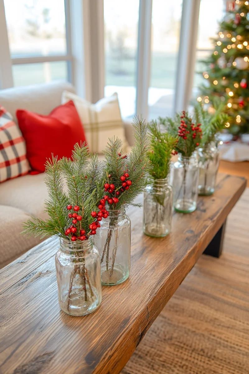 16. Pine Branches in Upcycled Bottles with Berry Twigs - photo 2