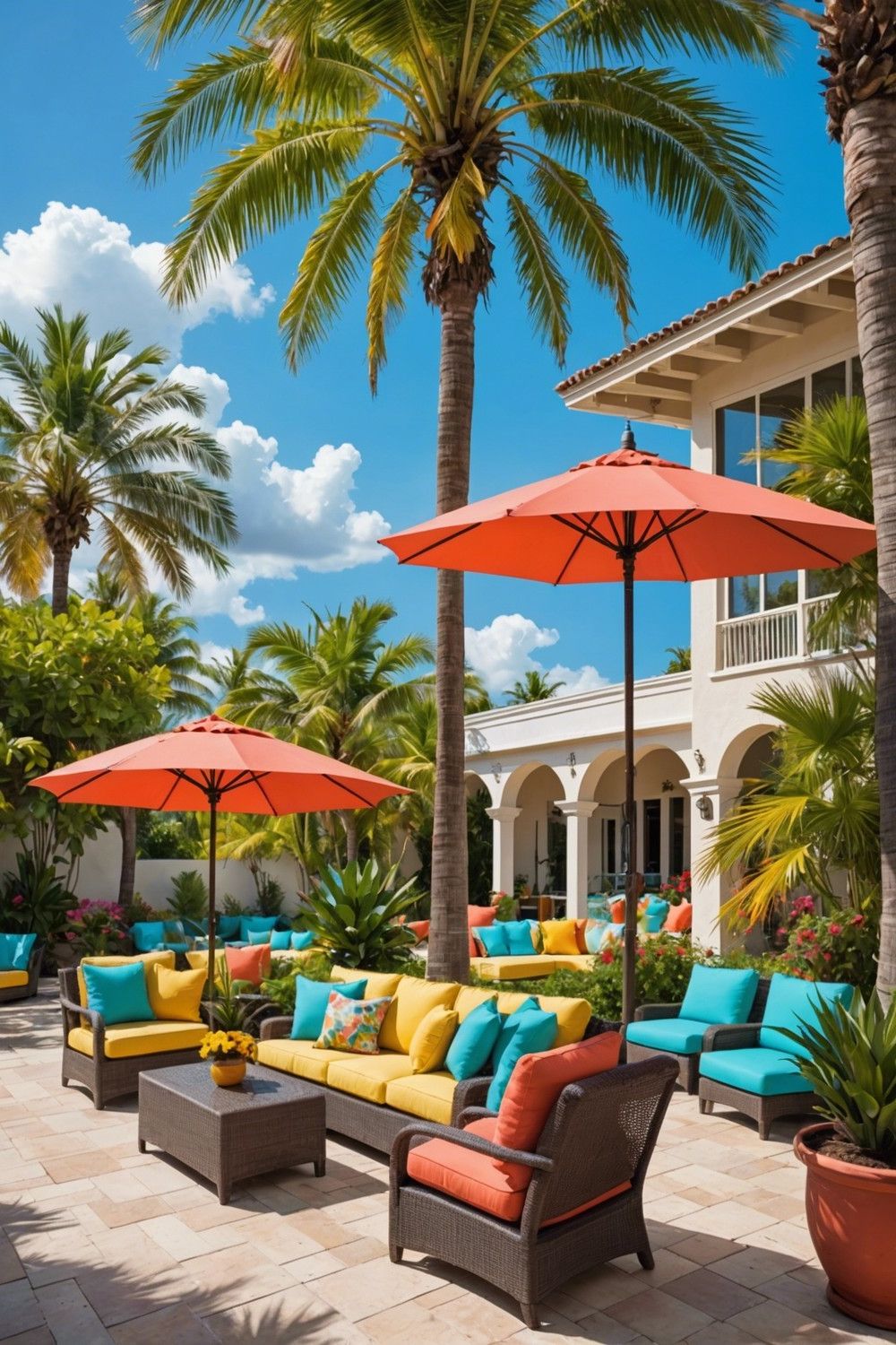 Palm Tree Tropical Patio Look