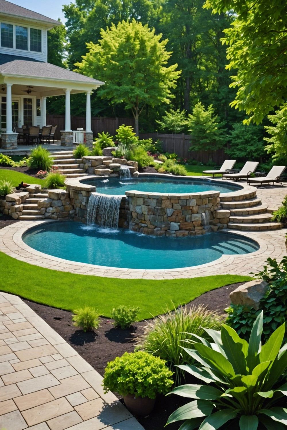 Elevated Pool with Waterfall Feature