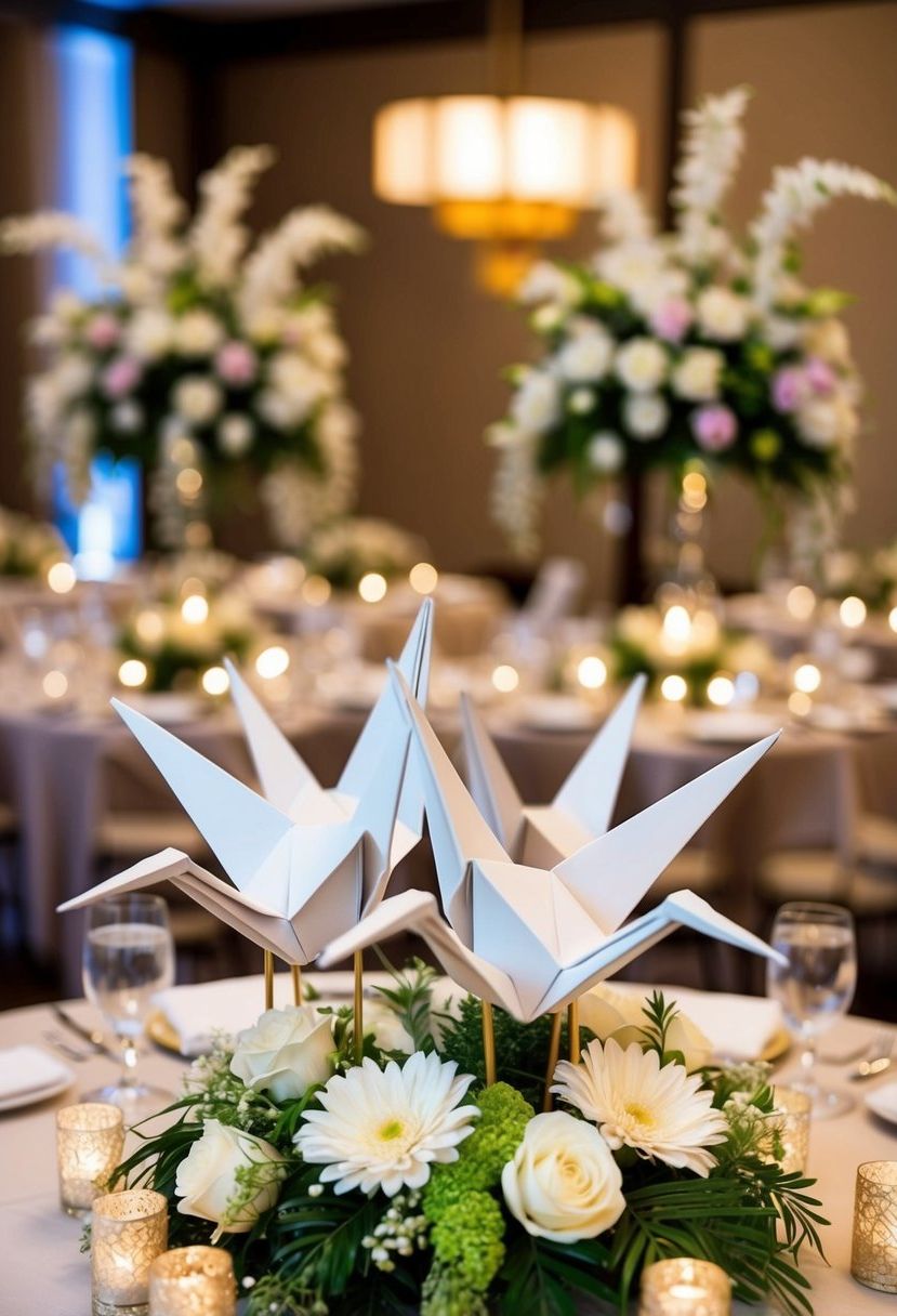 2) Origami Cranes for Centerpieces