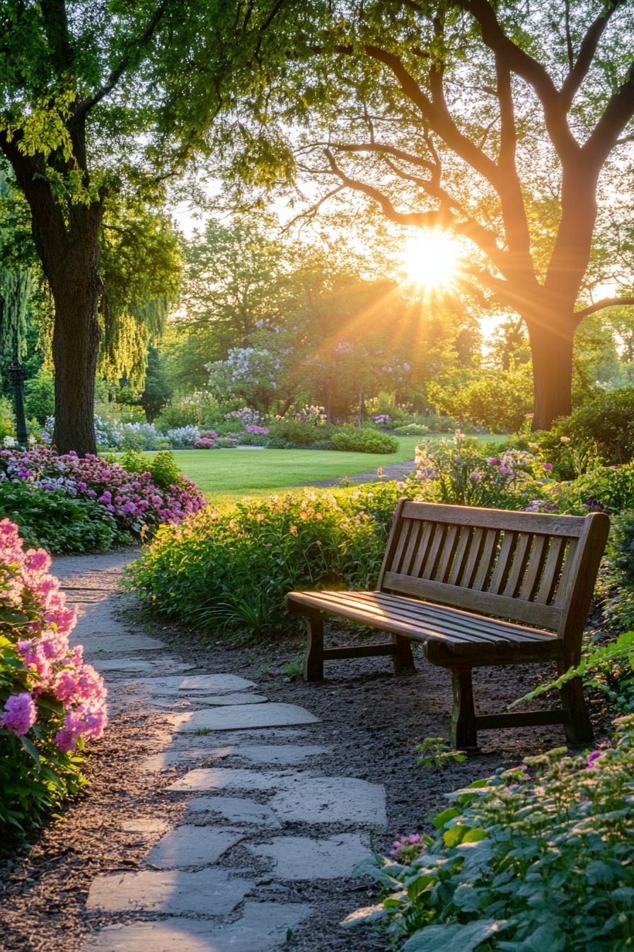 20. A Stone Path Lined With Blooming Flowers