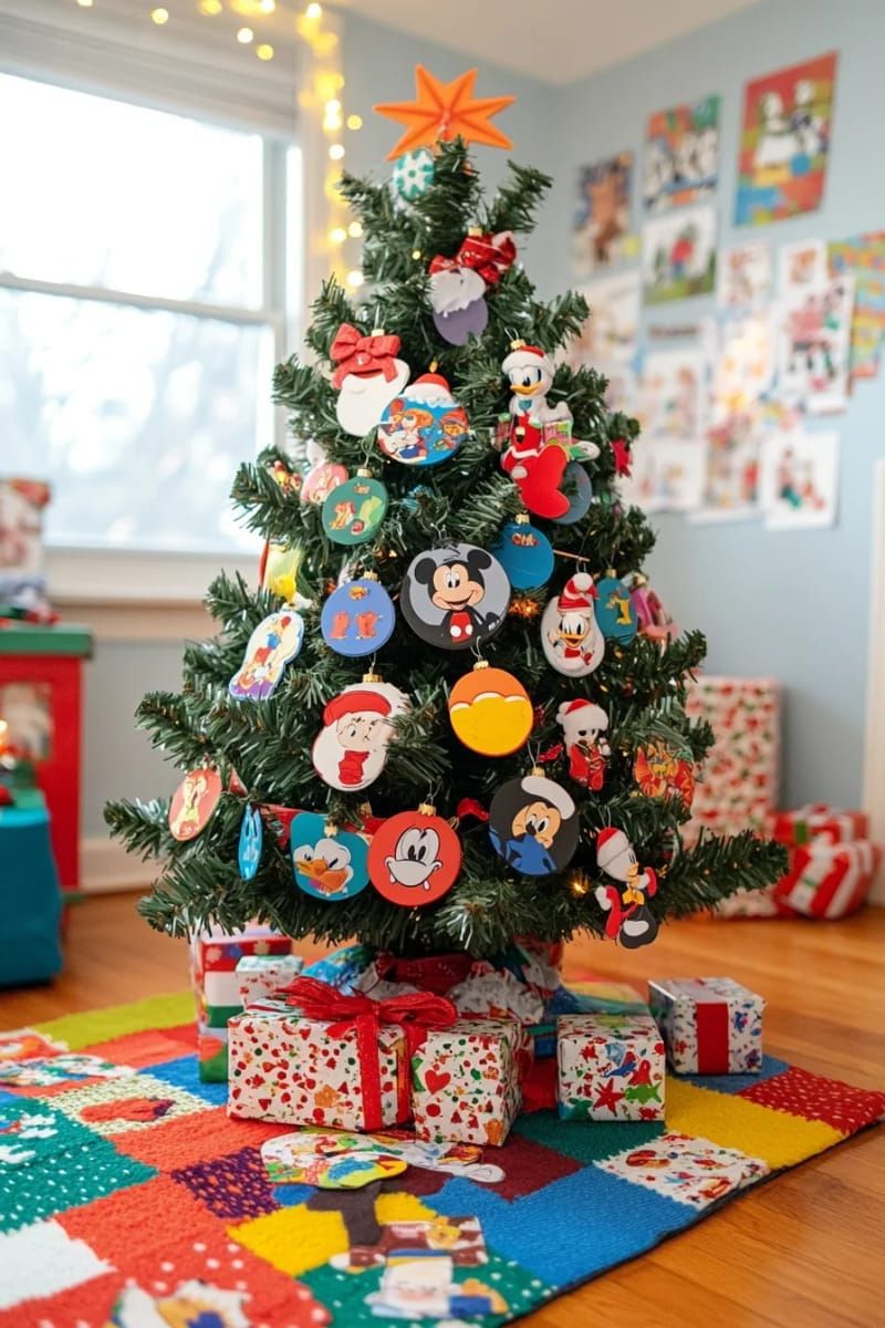 13. Mini tree with favorite cartoon character ornaments