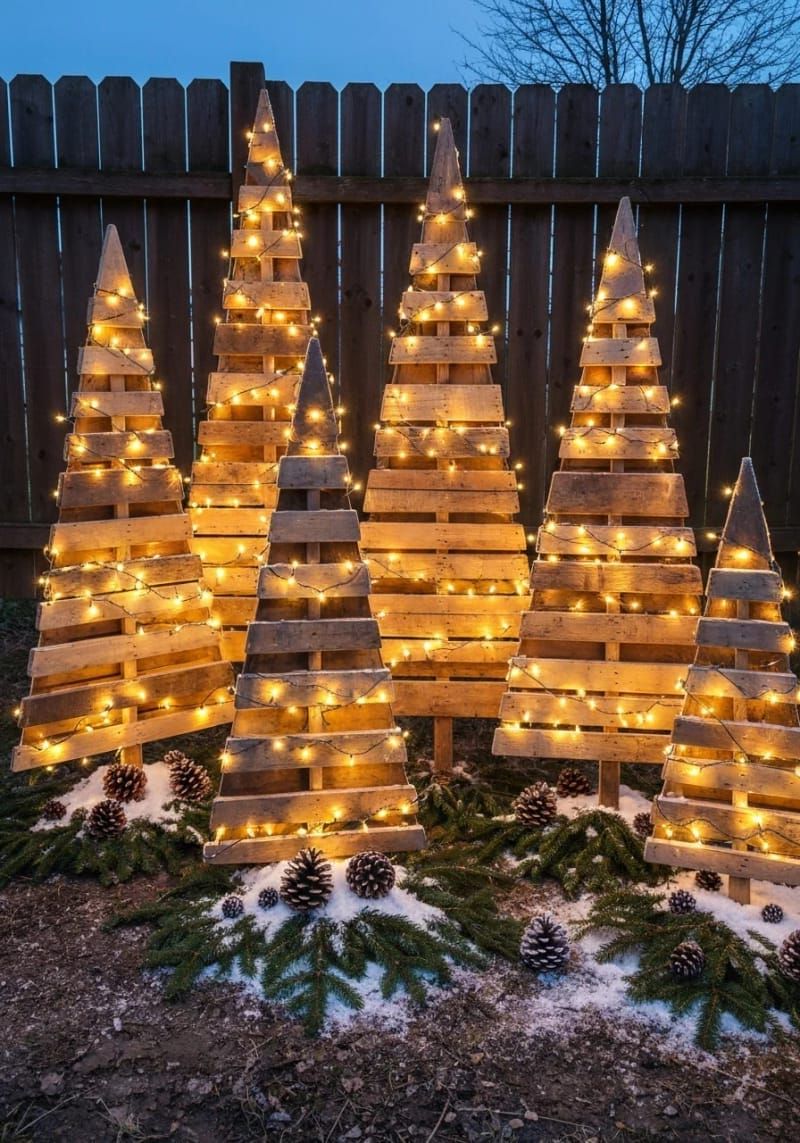 7. Outdoor pallet tree cluster with warm lighting - photo 2