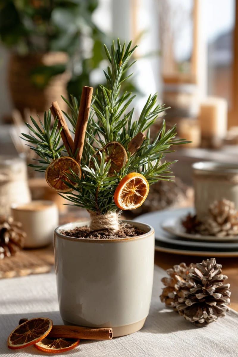 25. Mini tabletop tree with cinnamon sticks and orange slices - photo 3
