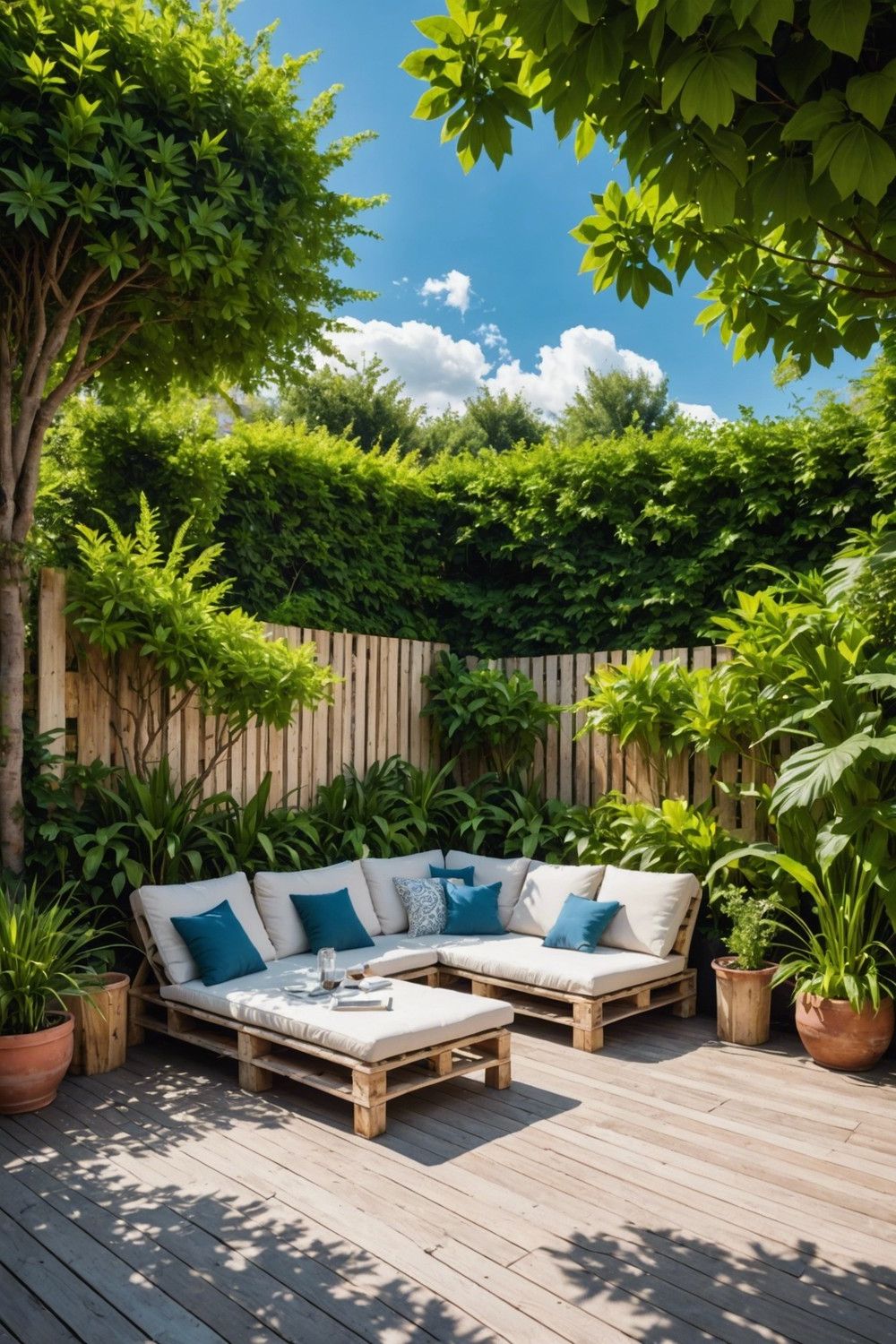 Pallet Pool Decks Featuring Sun Loungers